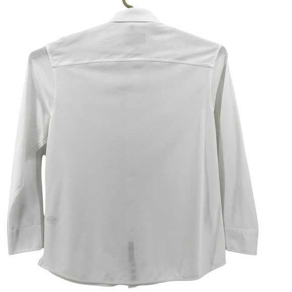 David Donahue Mens 16.5-32/33 White Knit Dress Shirt Trim Fit Long Sleeve - Picture 3 of 10